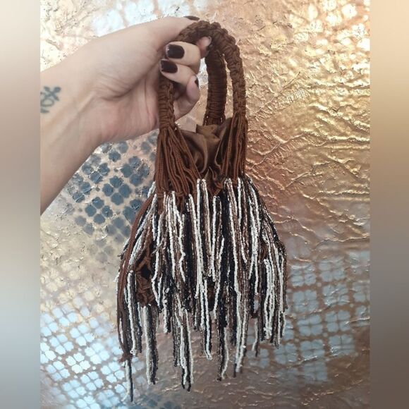 Zara Nwot Beaded And Fringed Mini Bucket Bag - Picture 14 of 15